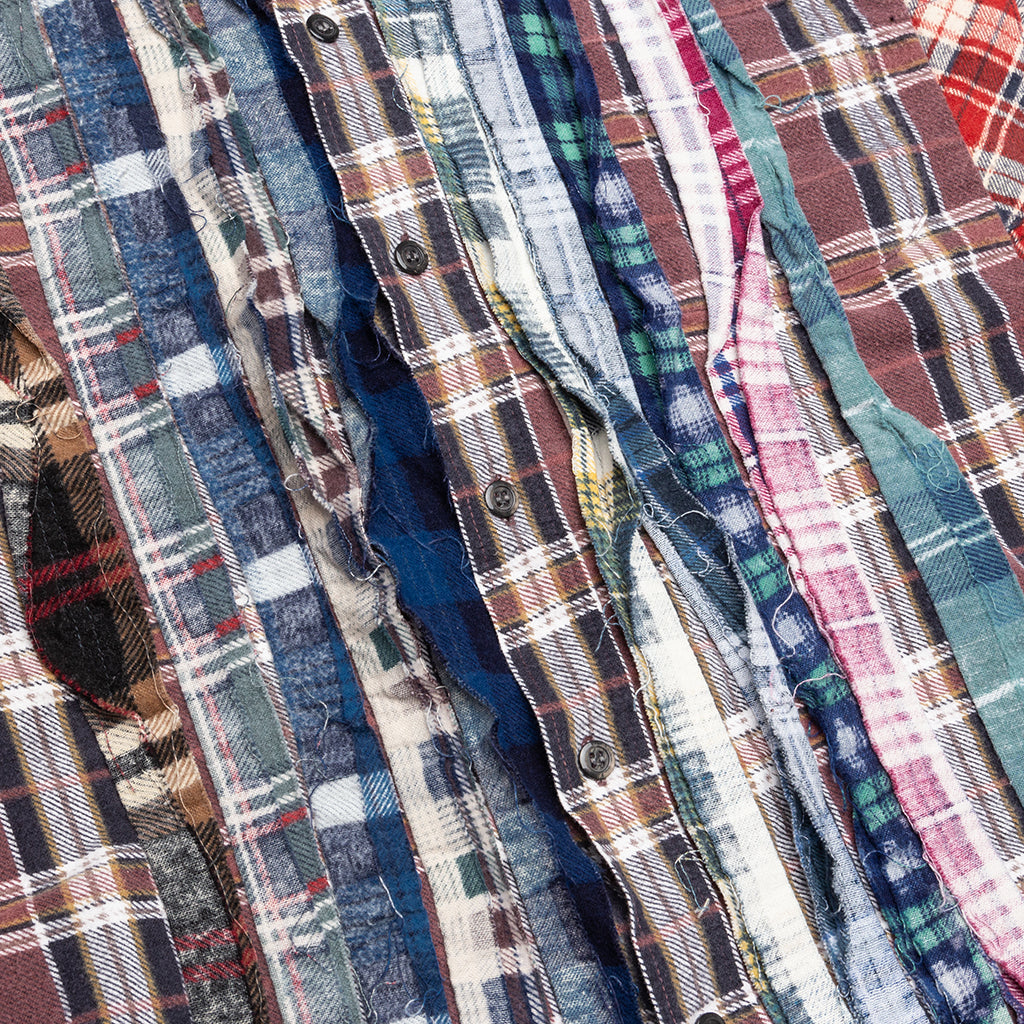 Ribbon Wide Flannel Shirt - Burgundy/Gold