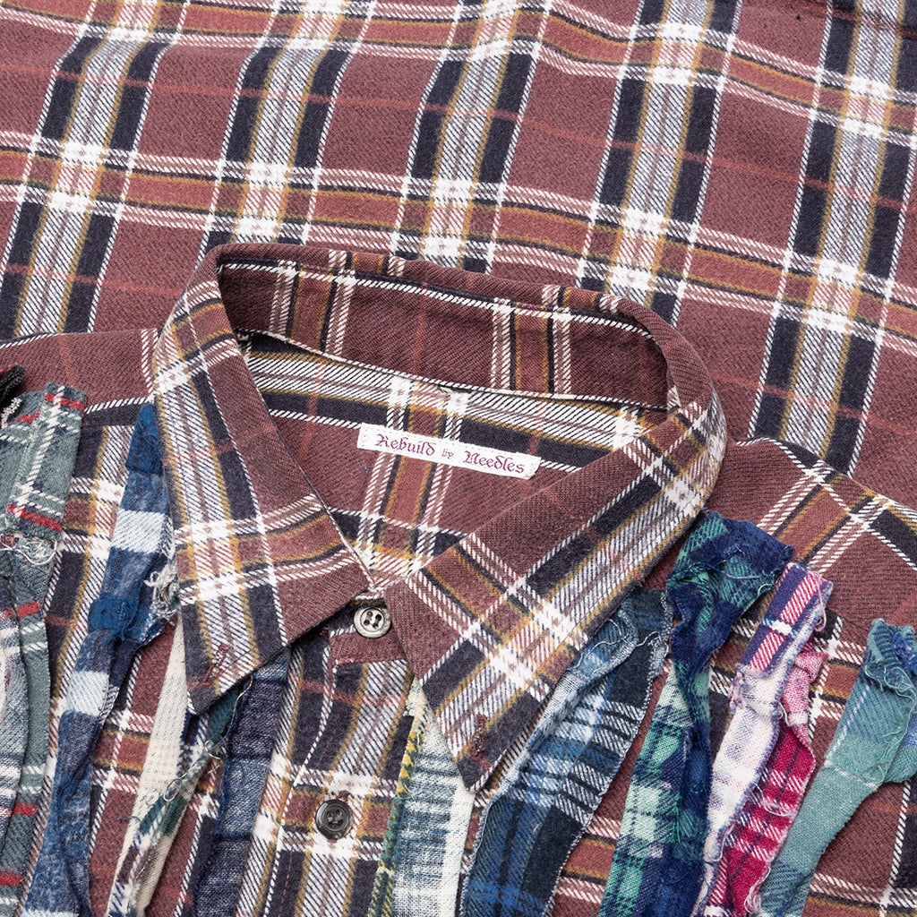 Ribbon Wide Flannel Shirt - Burgundy/Gold