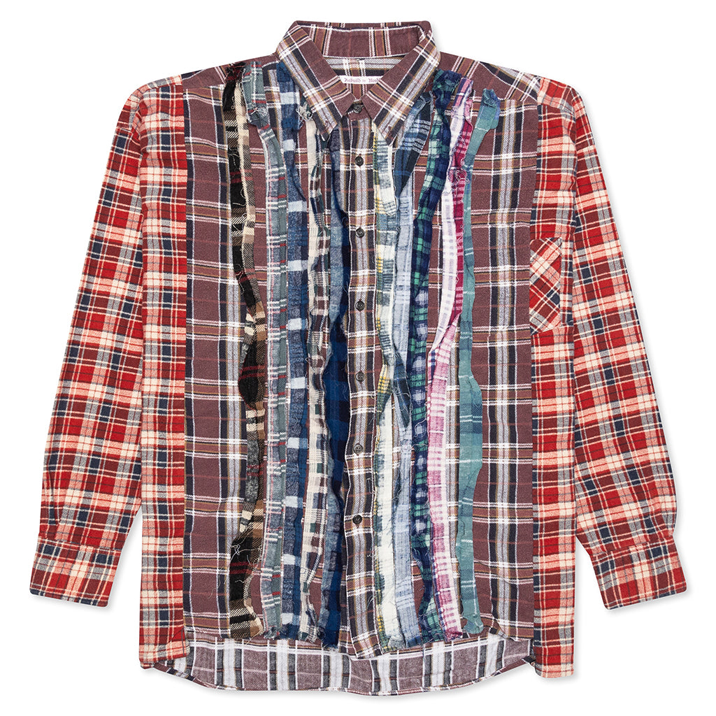 Ribbon Wide Flannel Shirt - Burgundy/Gold