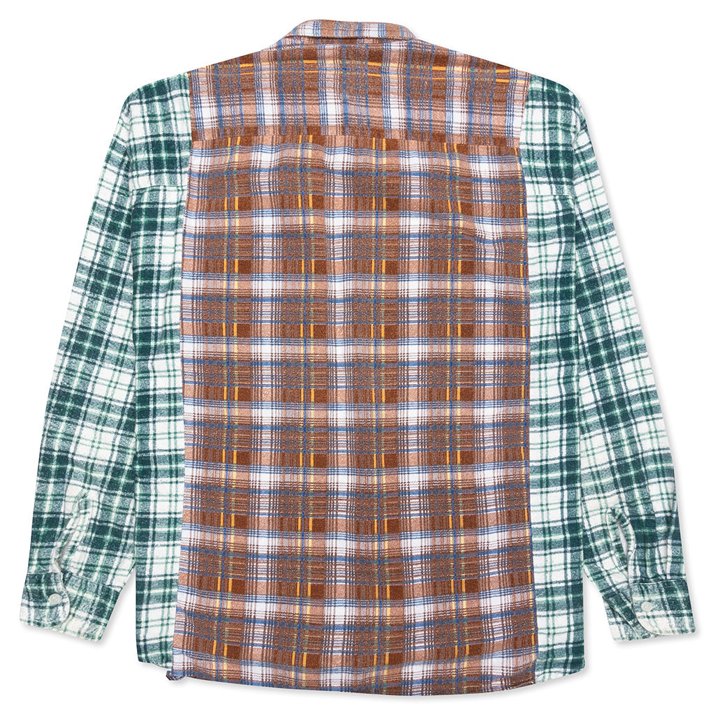 Ribbon Wide Flannel Shirt - Rust/Blue