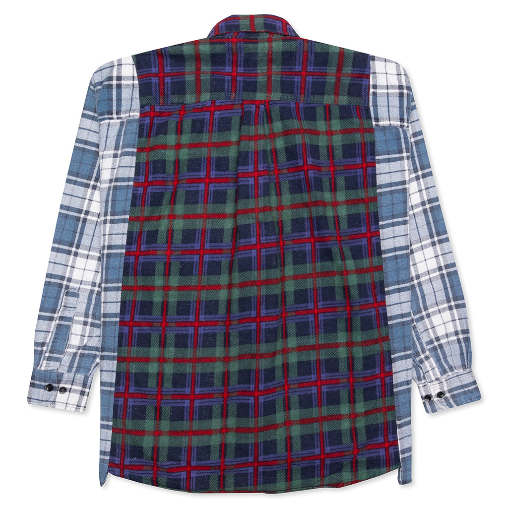 Ribbon Wide Flannel Shirt - Purple/Red