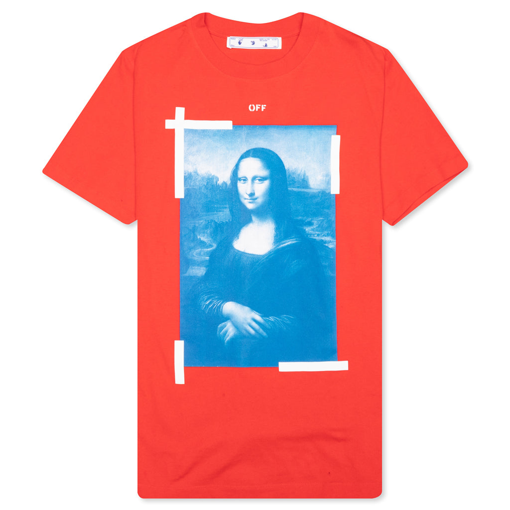Blue Mona Lisa S/S Slim Tee - Fiery Red/White