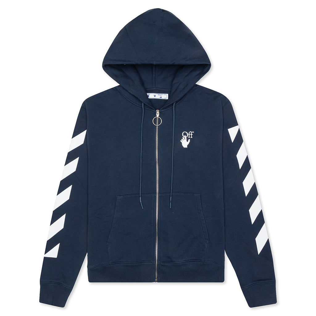 Diag Agreem Slim Zip Hoodie - Dark Blue/White