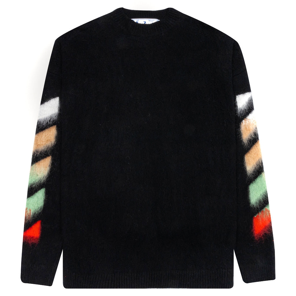 Diag Brushed Crewneck - Black/Multi
