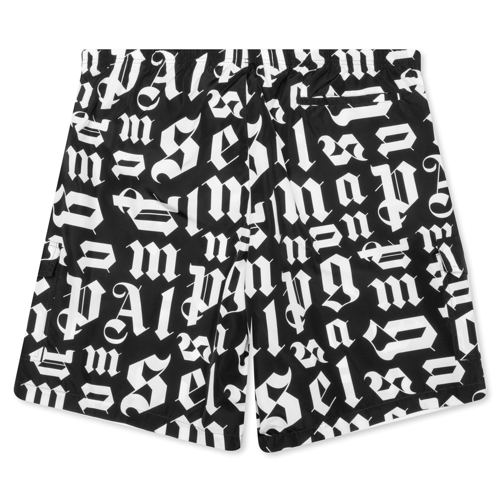 Broken Monogram Swim Short - Black/White