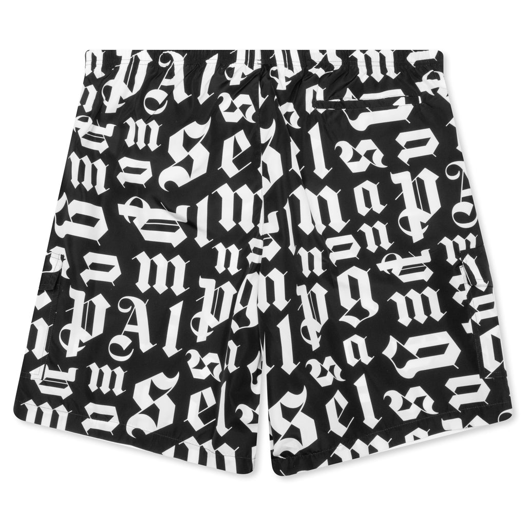Broken Monogram Swim Short - Black/White