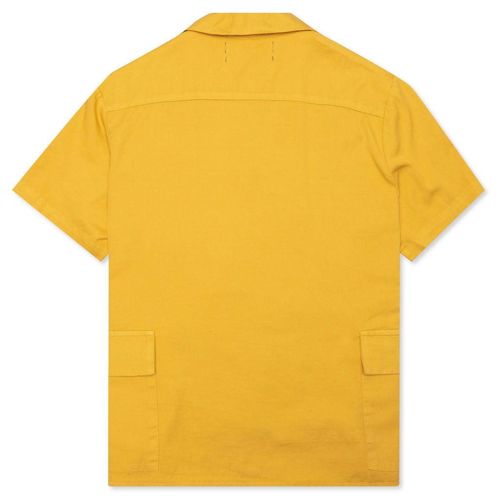 S/S Cotton Cargo Button Down Shirt - Yellow
