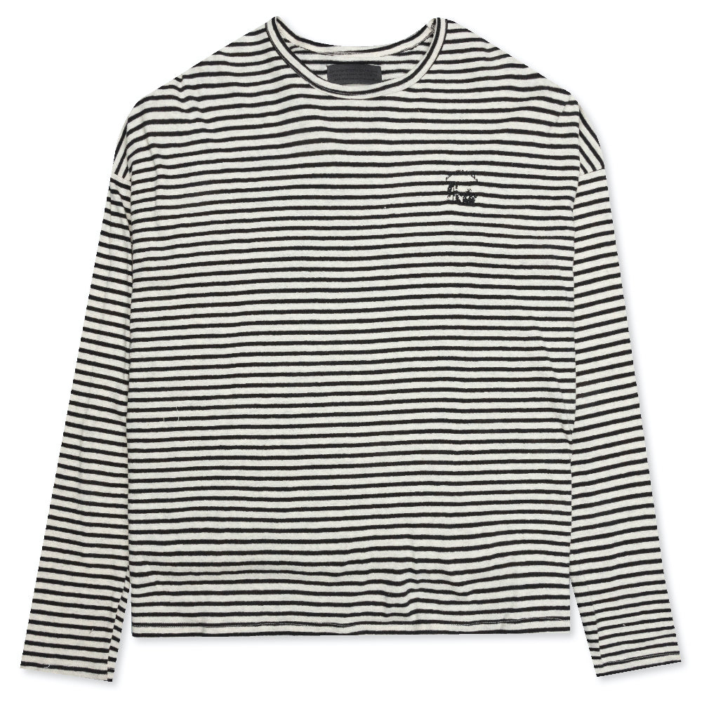 Striped Logo L/S Tee - Grey Striped