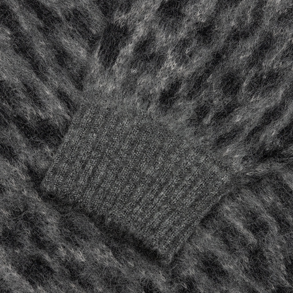 Leopard Mohair Cardigan - Grey