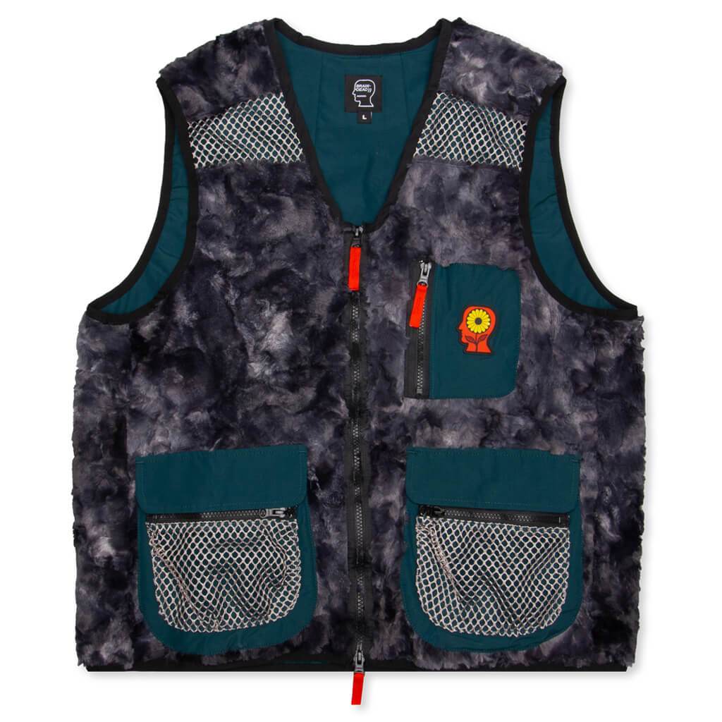 Novelty Dyed Fur Sunflower Tactical Vest - Black