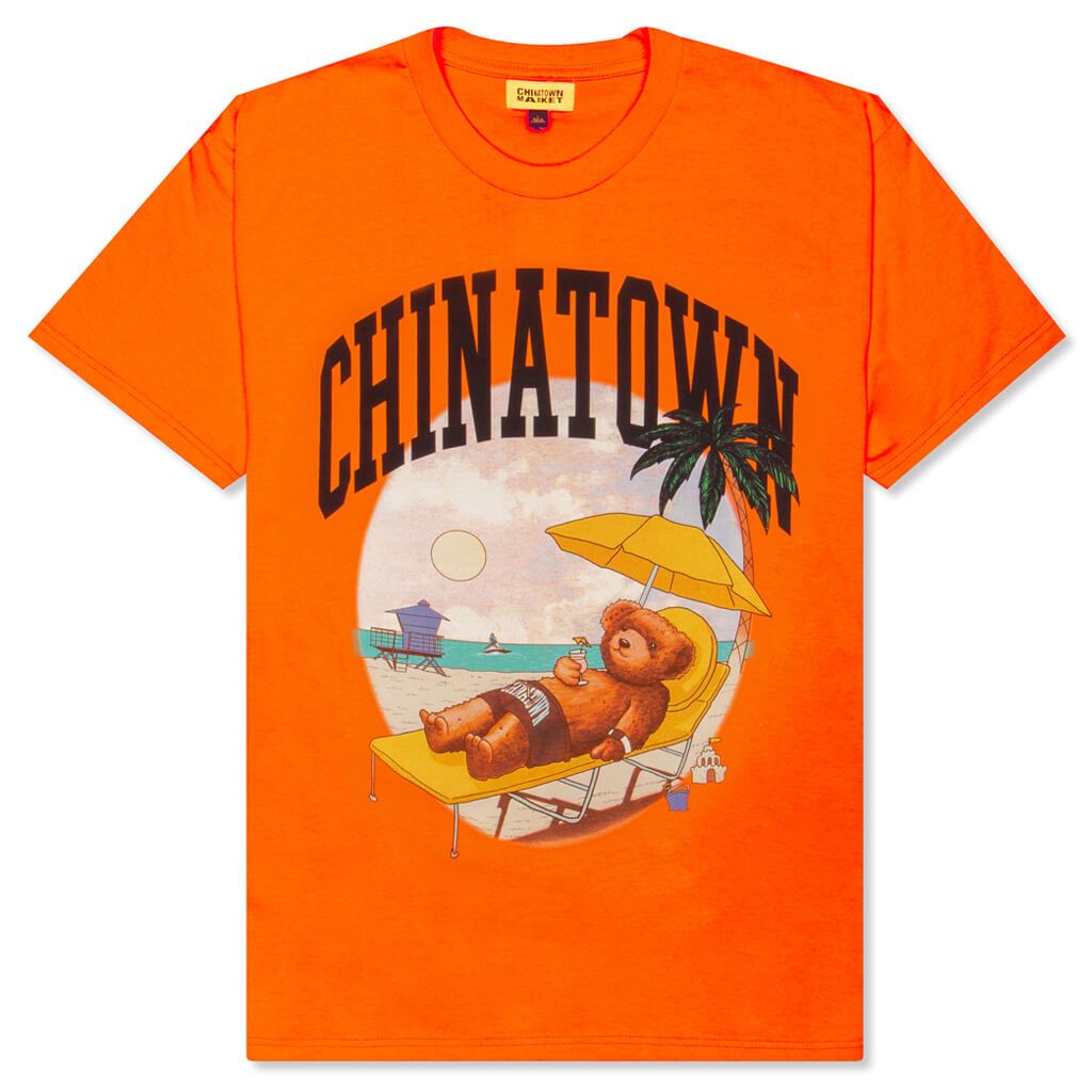 Chinatown Smiley Beach Bear T-Shirt - Orange