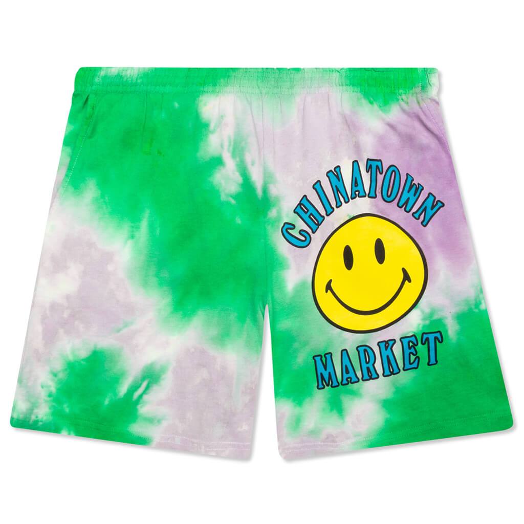 Chinatown Smiley Multi Sweatshorts - Tie Dye Purple