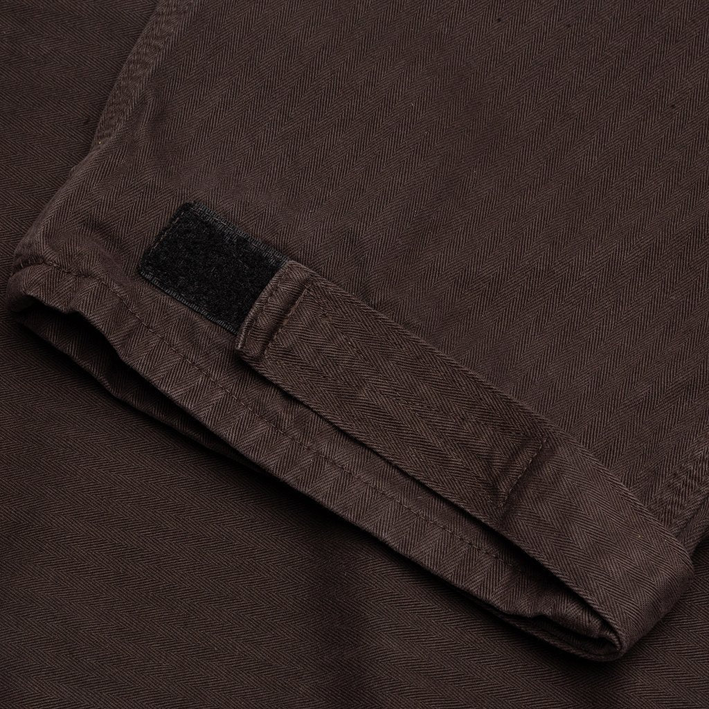Herringbone Cotton Cargo Pants - Brown